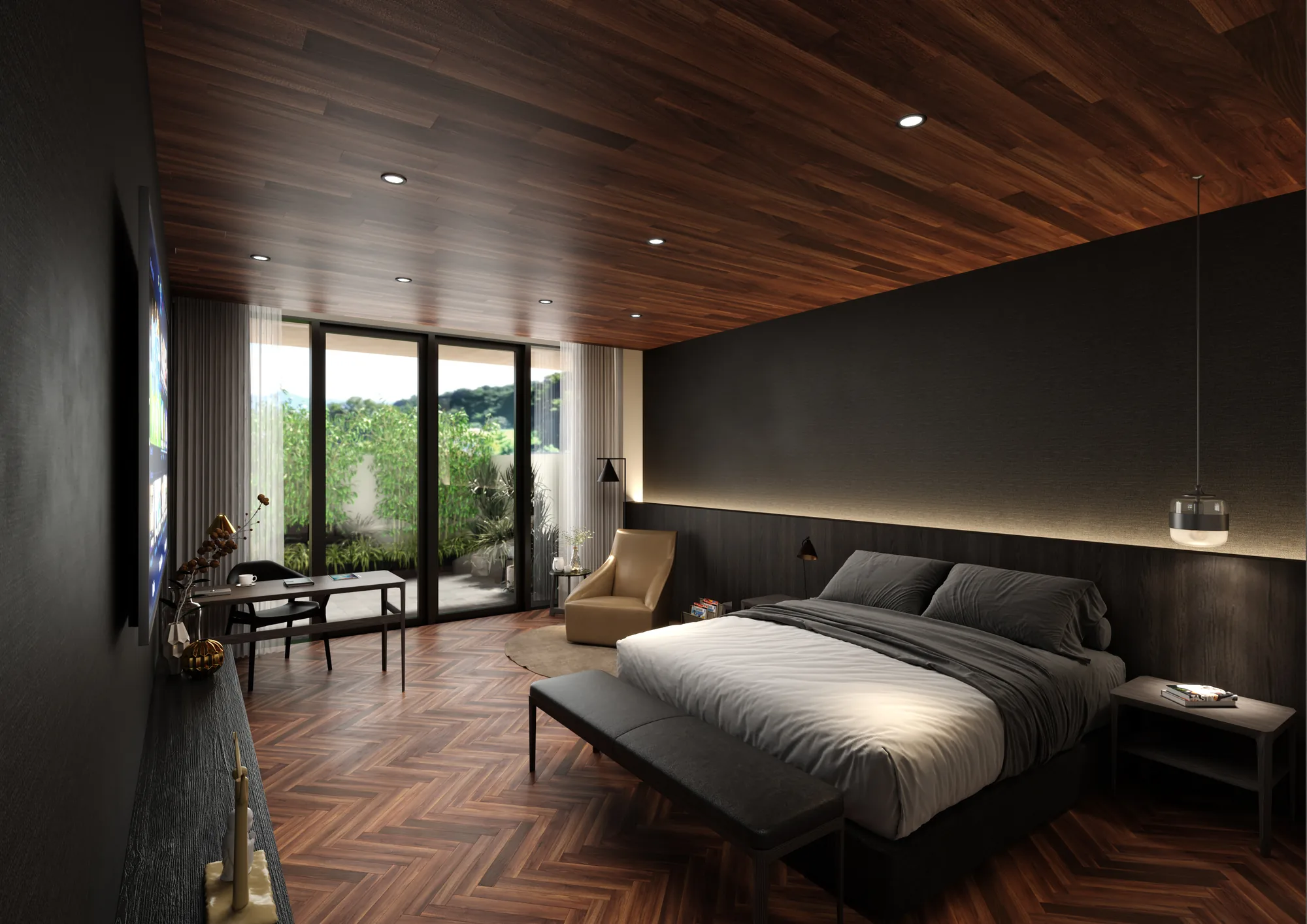 Diễn họa phòng ngủ với vật liệu gỗ của LOD Studio